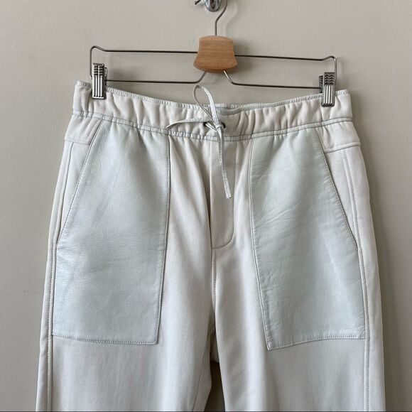 Helmut Lang-Street Style Leather Pocket Off White Joggers (Medium) - Picture 6 of 12